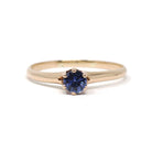 Antique Solitaire Ring - Edwardian 10k Gold Created Indigo Blue Sapphire - Circa 1910s Size 8 Ostby & Barton Fine Engagement Bridal Jewelry