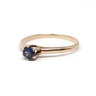 Antique Solitaire Ring - Edwardian 10k Gold Created Indigo Blue Sapphire - Circa 1910s Size 8 Ostby & Barton Fine Engagement Bridal Jewelry