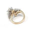 Diamond Bypass Ring - Modern Estate 14k Yellow White Gold 2.29 CTW Flower Star Spray Cocktail Statement - Circa 1990s Size 5.5 Fine Jewelry