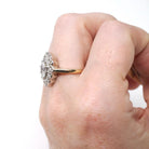 Diamond Shield Ring - Mid Century 14k Yellow & White Gold .64 CT Marquise Brilliant - Circa 1960s Era Size 6 3/4 Navette Bridal Fine Jewelry