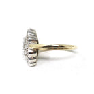 Diamond Shield Ring - Mid Century 14k Yellow & White Gold .64 CT Marquise Brilliant - Circa 1960s Era Size 6 3/4 Navette Bridal Fine Jewelry