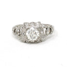 Art Deco Engagement Ring - Vintage Platinum 1.10 CTW Natural Diamonds - Circa 1930s Handmade Geometric Size 5 1/4 Fine Bridal Report Jewelry