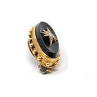 Antique Hair Brooch - Victorian 15CT Yellow Gold Black Onyx & Seed Pearls Star Pin - Circa 1880s Era Braided Fine Lapel Mourning Jewelry