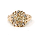 HOLDntique Cluster Ring - Victorian Era 14k Rose Gold Natural Rose Old Mine Cut Diamond 1.65 CTW Halo - 19th Century Size 7 1/2 Fine Jewelry