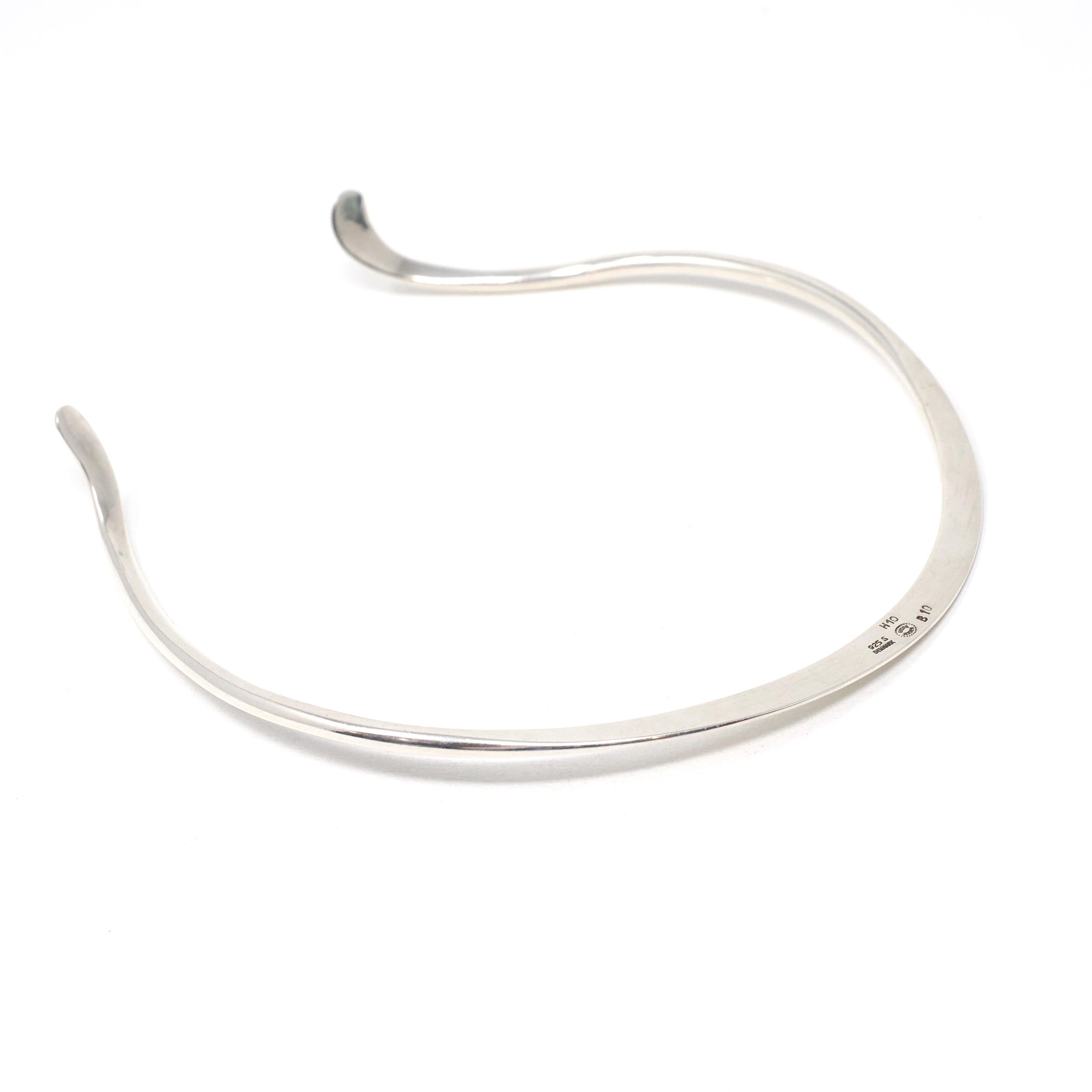 Georg Jensen Silver Choker - Mid Century Modernist Sterling Torque Necklace - Circa 1960s Era Scandinavian MCM Figural Fashion Jewelry