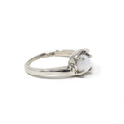 Created Star Sapphire Ring - Vintage 14k White Gold White Cabochon Gem - Retro Circa 1970s Era Size 3 3/4 Bypass Fine Statement 70s Jewelry