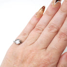 Created Star Sapphire Ring - Vintage 14k White Gold White Cabochon Gem - Retro Circa 1970s Era Size 3 3/4 Bypass Fine Statement 70s Jewelry