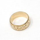 Vintage Shooting Star Band - Retro 14k Yellow Gold 8.5 MM Unisex Celestial Wedding Ring - Circa 1960s Size 8 1/2 Bridal Thumb Fine Jewelry