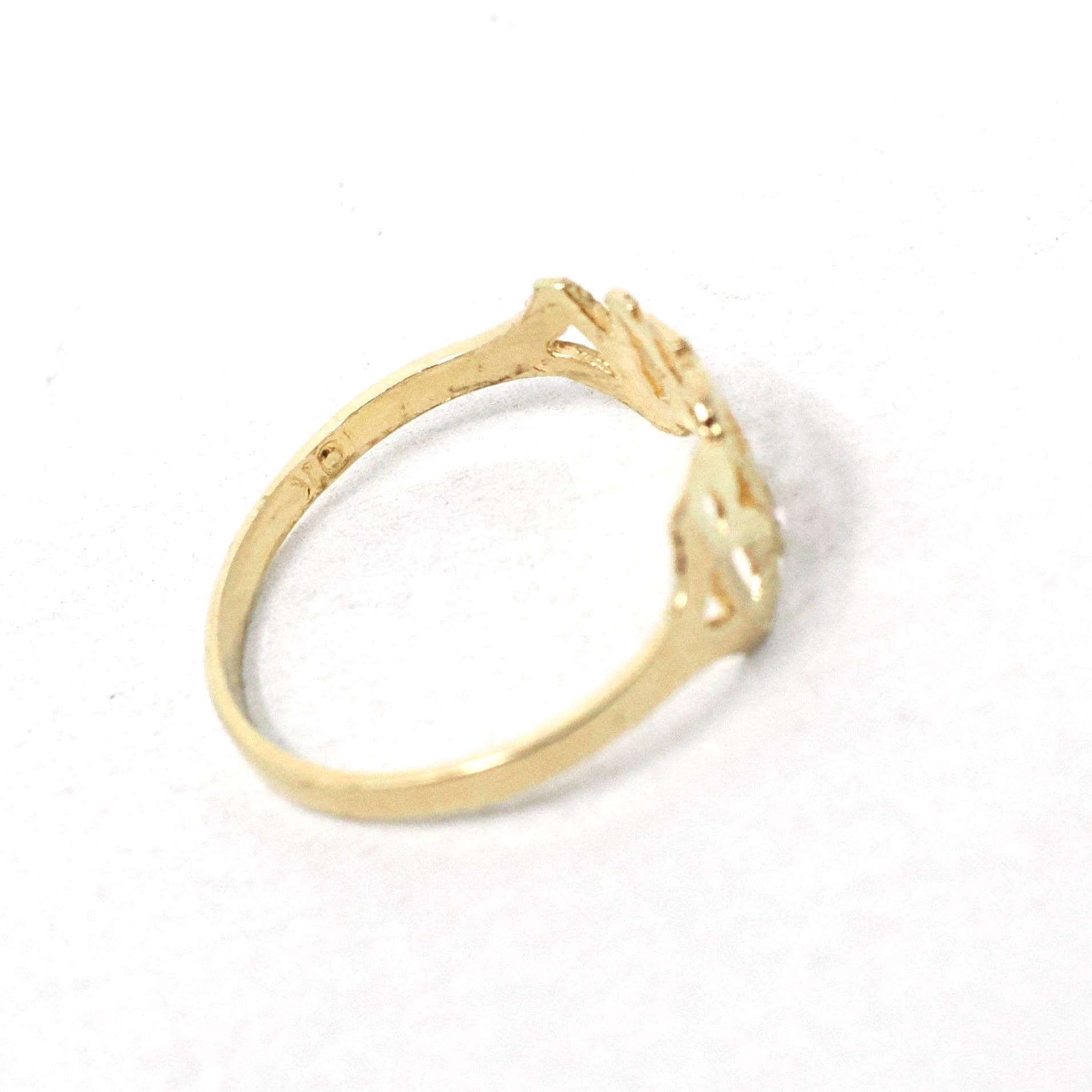 Vintage "Baby" Ring - Estate 10k Yellow Gold Textured Child Pet Name Band - Circa 1990s Era Size 3 3/4 Petite Dainty Newborn Fine Jewelry