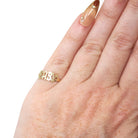 Vintage "Baby" Ring - Estate 10k Yellow Gold Textured Child Pet Name Band - Circa 1990s Era Size 3 3/4 Petite Dainty Newborn Fine Jewelry