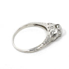 Vintage Engagement Ring - Art Deco Platinum Natural Diamond Wedding - Circa 1930s Era Size 6 1/2 Bridal Wheat Design Fine Statement Jewelry