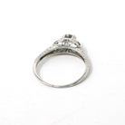 Vintage Engagement Ring - Art Deco Platinum Natural Diamond Wedding - Circa 1930s Era Size 6 1/2 Bridal Wheat Design Fine Statement Jewelry