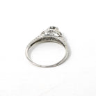 Vintage Engagement Ring - Art Deco Platinum Natural Diamond Wedding - Circa 1930s Era Size 6 1/2 Bridal Wheat Design Fine Statement Jewelry