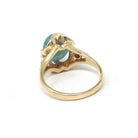 Vintage Jadeite Ring - Retro 10k Yellow Gold Green Blue Oval Cabochon Jade Gemstone - Retro Circa 1960s Era Size 5.25 Fine Solitaire Jewelry