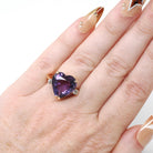 Amethyst Heart Ring - Estate 14k Yellow Gold Purple Gem & .16 CTW Diamonds - Modern Circa 2000s Era Size 5 February Birthstone Fine Jewelry