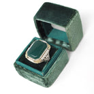 Art Deco Ring - Vintage 14k White Gold Dyed Green Chalcedony & Seed Pearl Halo - Circa 1930s Size 5.75 Two Tone Floral Filigree Fine Jewelry