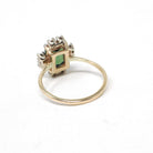 Tourmaline & Diamond Ring - Modern Era 14k Yellow Gold Natural Emerald Cut Green Gem - Estate Size 5 Alternative Engagement Fine Jewelry