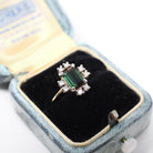 Tourmaline & Diamond Ring - Modern Era 14k Yellow Gold Natural Emerald Cut Green Gem - Estate Size 5 Alternative Engagement Fine Jewelry