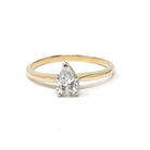 Diamond Engagement Ring - Estate 14k Yellow & White Gold 1.06 CT Pear Brilliant Cut Solitaire - Modern Size 8.5 Fine Two Tone Bridal Jewelry