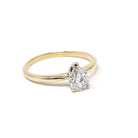 Diamond Engagement Ring - Estate 14k Yellow & White Gold 1.06 CT Pear Brilliant Cut Solitaire - Modern Size 8.5 Fine Two Tone Bridal Jewelry