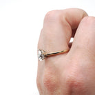 Diamond Engagement Ring - Estate 14k Yellow & White Gold 1.06 CT Pear Brilliant Cut Solitaire - Modern Size 8.5 Fine Two Tone Bridal Jewelry