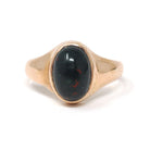 Antique Bloodstone Ring - Edwardian 10k Rose Gold Dark Green Red Oval Cabochon Gem - Dated 1916 Size 5 1/4 Heliotrope Fine Statement Jewelry