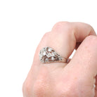 Antique Engagement Ring - Platinum .79 CTW Natural Diamond Anniversary Filigree Band - Circa 1910s Size 5.5 Octagonal Setting Fine Jewelry
