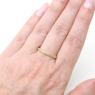 Eternity Flower Band - Estate 14k Yellow Gold Floral 2.3 MM Stacking Wedding Ring - Modern Era Size 8.75 Nature Inspired Dainty Fine Jewelry