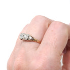 Vintage Engagement Ring - Mid Century 14k Yellow & 18k White Gold Natural .69 CTW Diamonds - Circa 1940s Size 5.25 Bridal Fine Jewelry