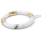 Retro Era Jade Bangle - Vintage 14k Yellow Gold Green Jadeite Hinged Cuff Bracelet - Circa 1960s Era Yuan Man Unity Fine Chinese Jewelry