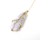 Lavender Jadeite Pendant - Estate 14k Yellow Gold Carved Green & Purple Gemstone - Circa 2000s Fine Nature Inspired Branch Statement Jewelry