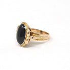 Vintage Star Diopside Ring - Retro 14k Yellow Gold Natural Four Rayed Gemstone - Circa 1960s Era Size 2 1/4 Solitaire Pinky Fine Jewelry