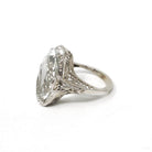 Vintage Aquamarine Ring - Art Deco 14k White Gold Blue Marquise Gemstone - Circa 1930s Era Size 4 Filigree March Birthstone Fine Jewelry