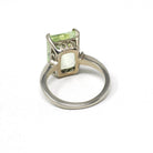 Created Spinel Ring - Retro 10k White Gold Emerald Cut Green Stone - Vintage Circa 1960s Era Size 3 Statement Fine August Birthstone Jewelry