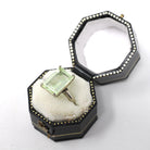 Created Spinel Ring - Retro 10k White Gold Emerald Cut Green Stone - Vintage Circa 1960s Era Size 3 Statement Fine August Birthstone Jewelry