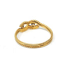 Diamond Bypass Band - Modern 18k Yellow Gold Two Stone .05 CTW Love Knot Ring - Circa 2000s Era Size 8 Fine Rope Stacking Statement Jewelry