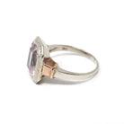 Created Spinel Ring - Vintage 10k White & Rose Gold Pink Faceted Gemstone - Art Deco Circa 1930s Size 5 1/4 Two Tone Fine Statement Jewelry