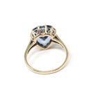 Vintage Heart Ring - Mid Century 10k Yellow Gold Created Blue Spinel Gemstone - Circa 1940s Era Size 6 1/2 Statement Love Fine Jewelry