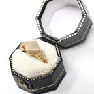 Edwardian Blank Signet - Antique 14k Yellow Gold Lozenge Shaped Ring - Circa 1910s Era Size 3 3/4 Filigree Fine Engravable Statement Jewelry