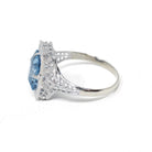 Art Deco Filigree Ring - Vintage 14k White Gold French Cut Created Blue Spinel Solitaire - Circa 1930s Size 6 Fine August Birthstone Jewelry