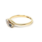 Antique Bypass Ring - Edwardian 18k Yellow Gold Platinum Sapphire & .10 CTW Diamond Band - Circa 1910s Era Size 6.5 Fine Engagement Jewelry