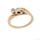 Edwardian Engagement Ring - Antique 14k Rosy Yellow Gold & Platinum Sapphire Diamond Bypass - Circa 1910s Era Size 7 Fine Statement Jewelry