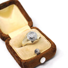 Vintage Diamond Ring - Art Deco 14k Yellow & White Gold Hexagonal .12 CT Solitaire - Circa 1930s Era Size 7 3/4 Two Tone Wheat Fine Jewelry