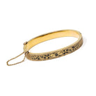 Antique Enamel Bracelet - Victorian 10k Yellow Gold Black Taille D'epargnē Hinged Bangle - Vintage Circa 1880s Hinged Statement Fine Jewelry
