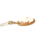 Vintage Cameo Necklace - Retro 10k Yellow Gold Oval Carved Shell Woman's Profile Pendant - Circa 1940s Era Statement Fine BDA 40s Jewelry
