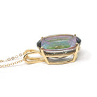 Mystic Topaz Pendant - Estate 14k Yellow Gold Oval Faceted 22.72 CT Rainbow Gem - Modern Circa 2000's Era Statement Necklace Fine Jewelry