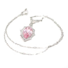 Art Deco Lavalier - Vintage 10k White Gold Simulated Pink Sapphire Necklace Pendant Charm - Circa 1930s Era Glass Marquise Fine 30s Jewelry