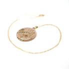 Antique Flower Locket - Edwardian Gold Filled Rhinestones Pendant Necklace - Circa 1900s Era Round Engraved Photograph Statement Jewelry