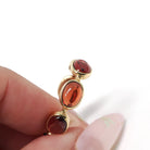 Garnet Eternity Ring - Estate 14k Yellow Gold Natural Red Oval Cabochon Gemstones - Modern Circa 2000s Era Size 8 January Birthstone Jewelry
