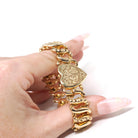 Vintage Expansion Bracelet - Mid Century Gold Filled Heart Engraved Flower Stretch - Circa 1940s Era American Queen Pitman & Keeler Jewelry